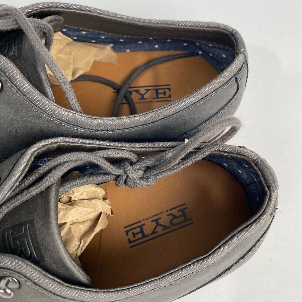 RYE Hawker Men's Dress Shoes Size 10 Formal Oxfords Grey Leather Lace Up Low Toe - Picture 10 of 16
